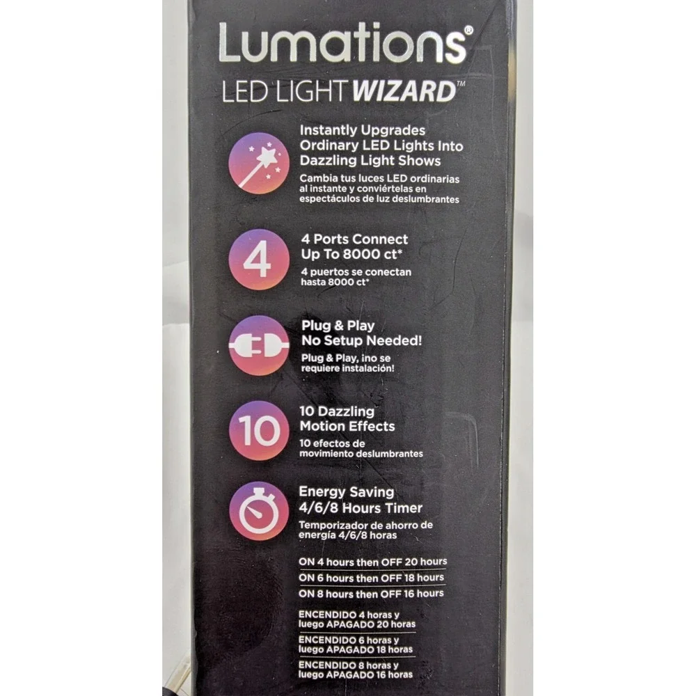 Lumations LED Light Wizard 4-Port Controller Plug Play 10 Motion Effects Remote